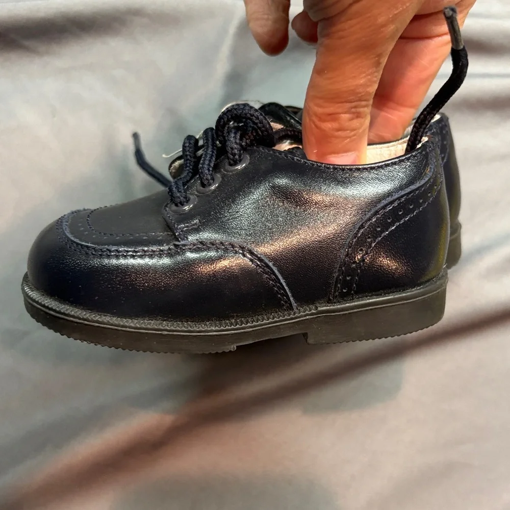 Elefanten Classic Navy Blue‎ Leather Baby First Walker Dress Shoes NWT Size 1